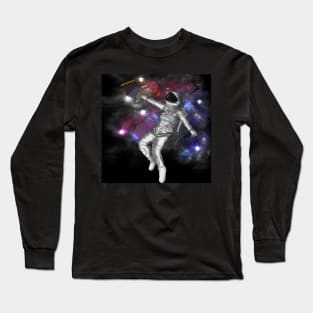 Astronaut Grabbing Art Supplies Long Sleeve T-Shirt